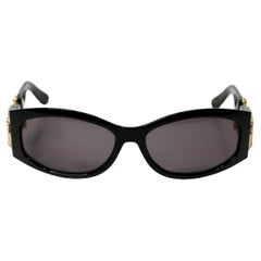 Gucci Black Oval Crystal Embellished Horsebit Sunglasses