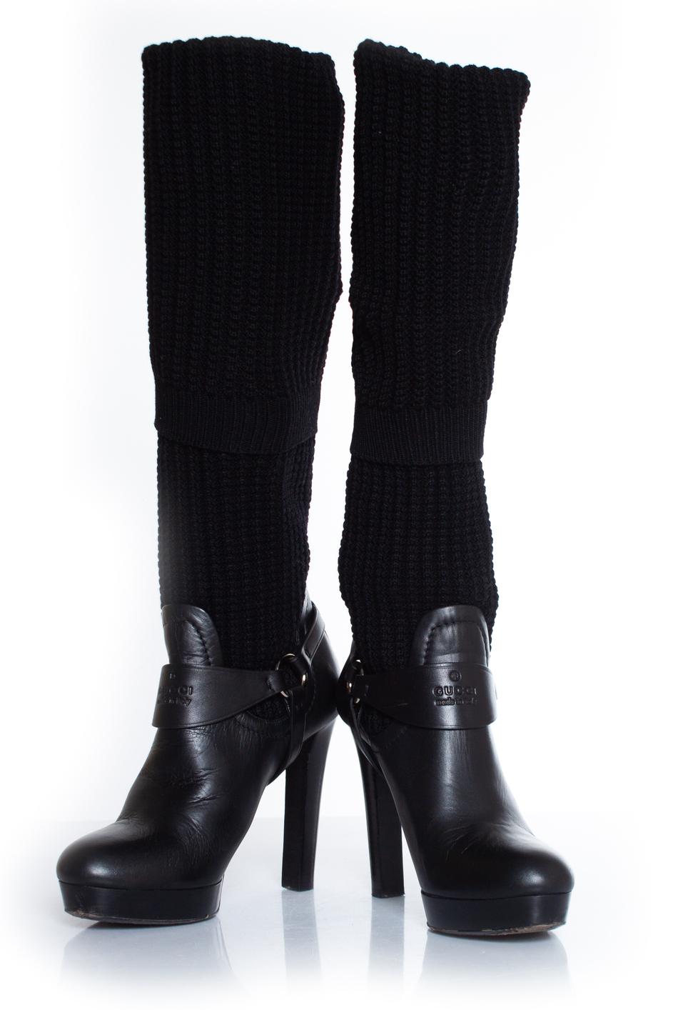 Gucci, Black over knee sock boots In Good Condition For Sale In AMSTERDAM, NL