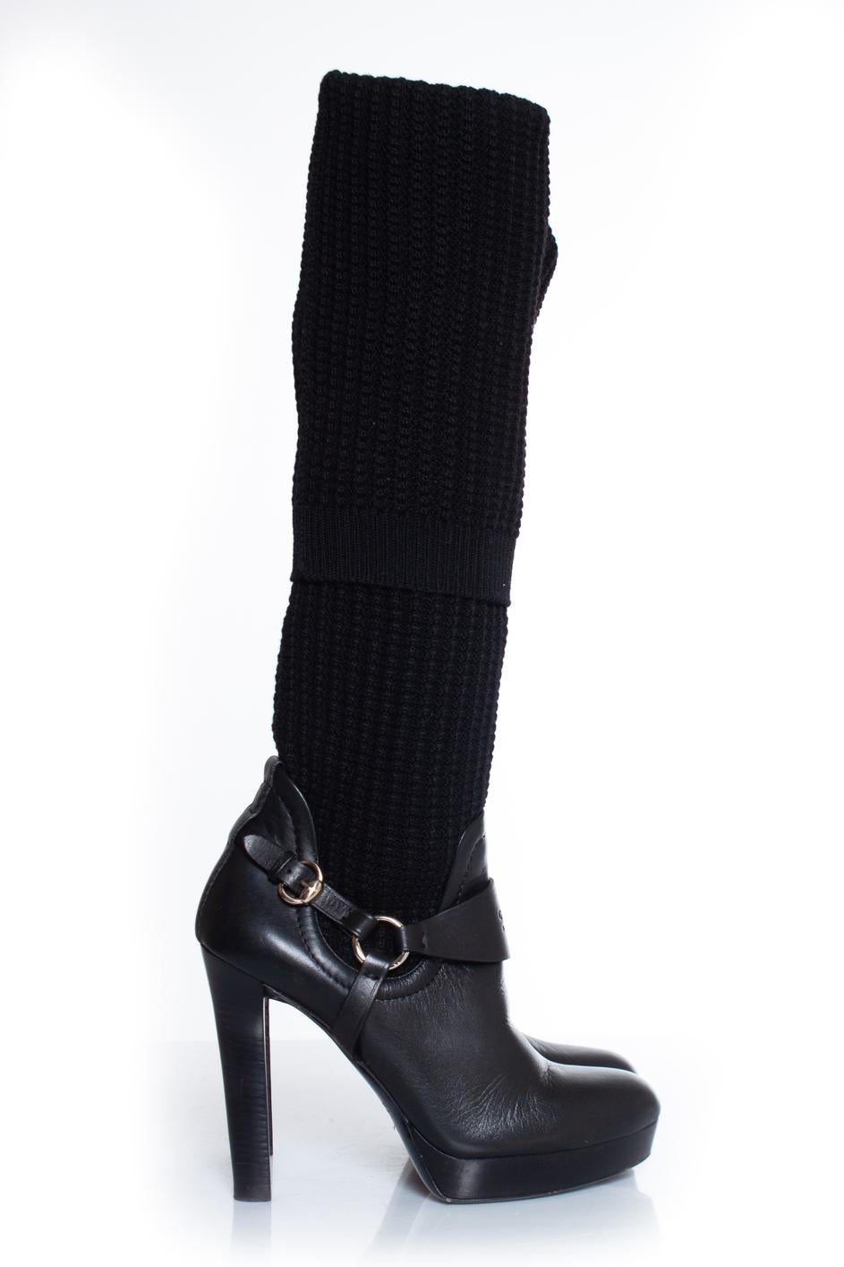 Gucci, Black over knee sock boots For Sale 1