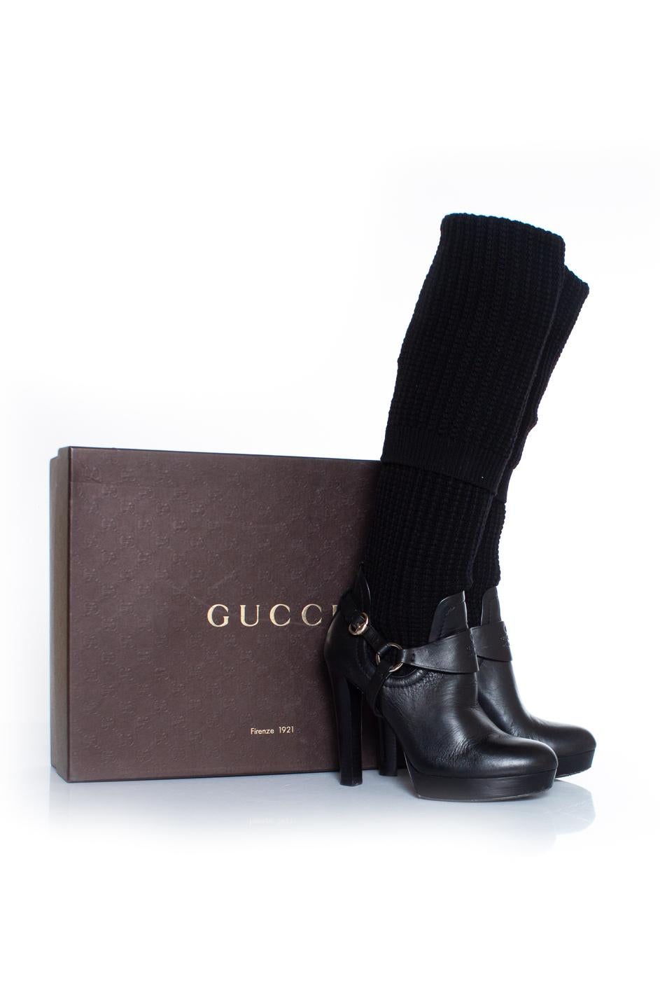 Gucci, Black over knee sock boots For Sale 3