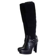 Gucci, Black over knee sock boots