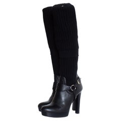 Gucci, bottes chaussettes noires au dessus du genou