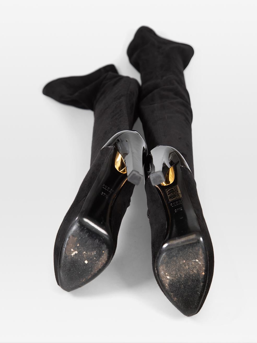 Gucci Black Over The Knee Platform Suede Boots Size IT 37.5 Excellent état - En vente à London, GB