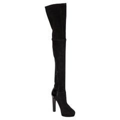 Gucci Black Over The Knee Platform Suede Boots Size IT 37.5