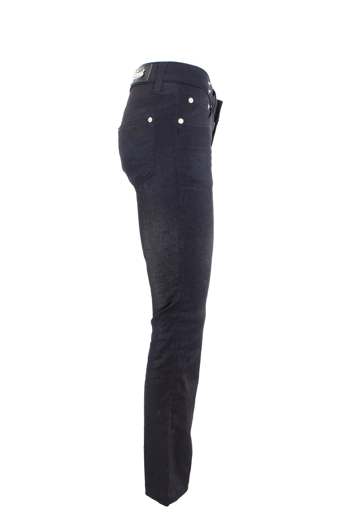Gucci Black Pamuk Lurex Capri Jeans Pants 2000s  Excellent état - En vente à Brindisi, Bt