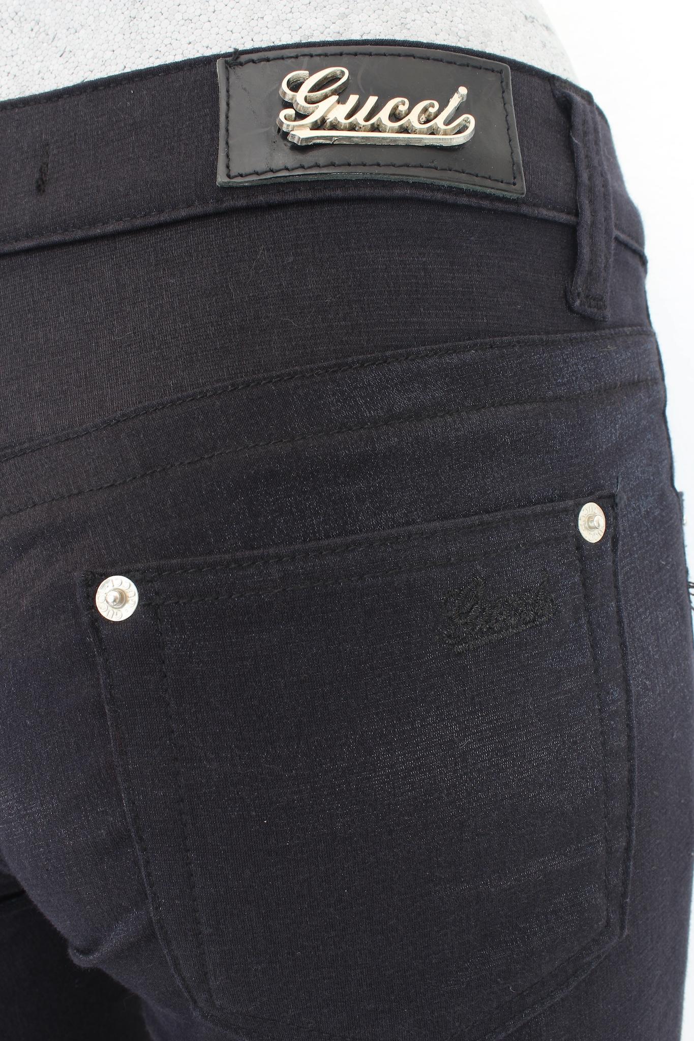 Gucci Black Pamuk Lurex Capri Jeans Pants 2000s  en vente 2