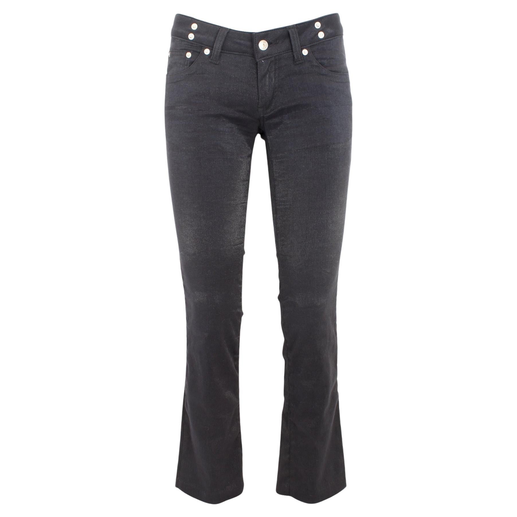 Gucci Black Pamuk Lurex Capri Jeans Pants 2000s  For Sale