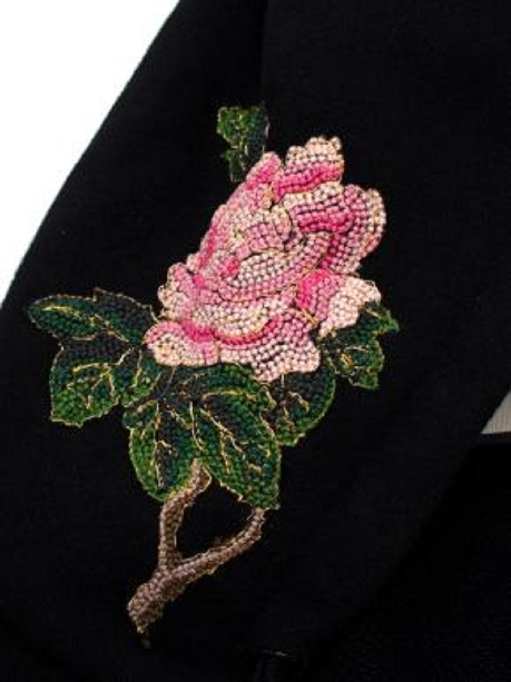 Gucci Black Panther Floral Embroidered Zip Up Hoodie In Excellent Condition For Sale In London, GB