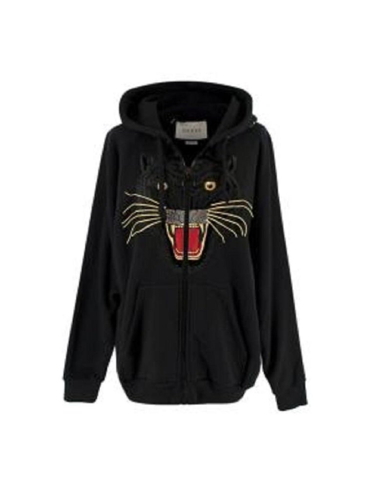 Gucci Black Panther Floral Embroidered Zip Up Hoodie For Sale at 1stDibs |  gucci floral hoodie, gucci embroidered hoodie