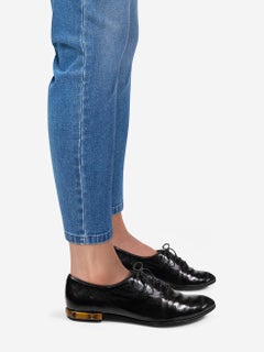 Gucci Black Patent Bamboo Detail Oxfords Size IT 39.5