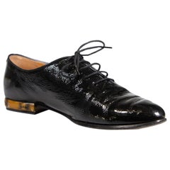 Gucci Black Patent Bamboo Detail Oxfords Size IT 39.5