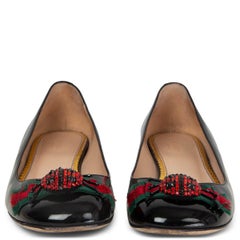 GUCCI black patent leather 2016 LEXI LADYBUG BALLET Flats Shoes 42