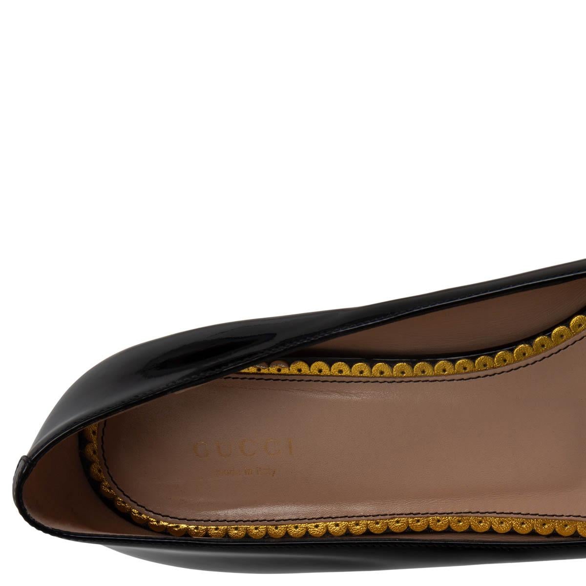 Black GUCCI black patent leather 2016 LEXI LADYBUG BALLET Flats Shoes 42