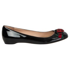 GUCCI Schwarze flache Schuhe aus Lackleder 2016 LEXI LADYBUG BALLET aus Lackleder 42