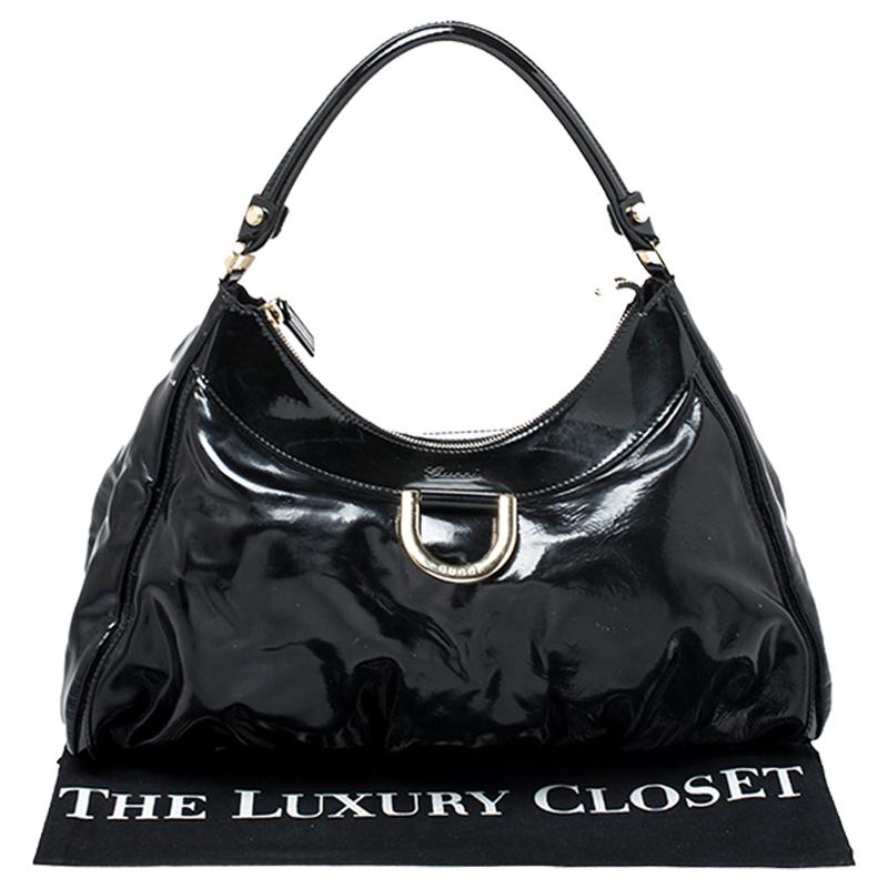 Gucci Black Patent Leather Abbey D-Ring Shoulder Bag 11