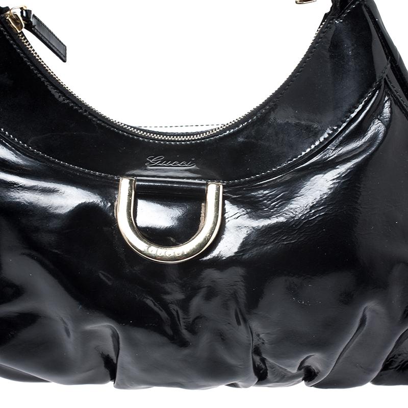 Gucci Black Patent Leather Abbey D-Ring Shoulder Bag 5