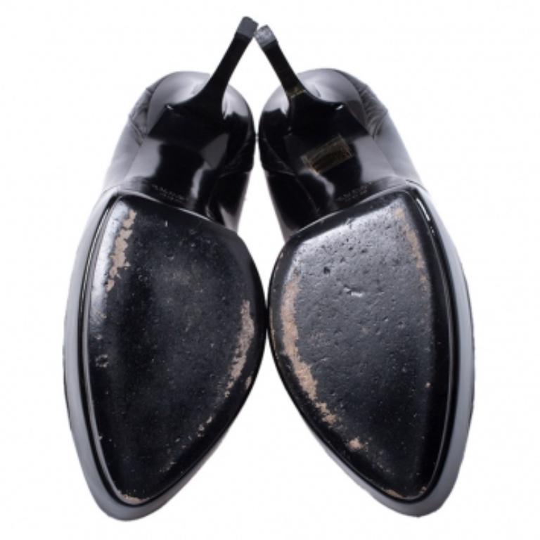 Gucci - Escarpins à plateforme en cuir verni et alligator noir - Taille 38,5 en vente 3