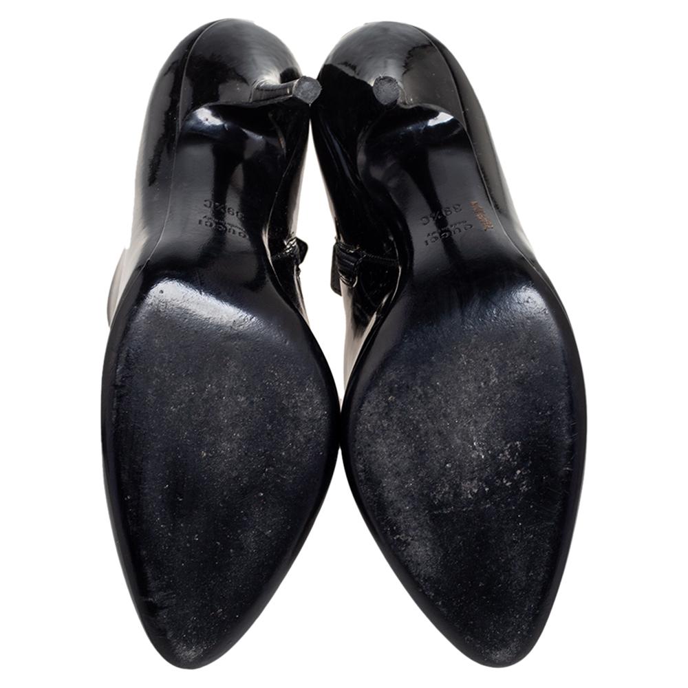 Gucci Black Patent Leather and Suede Ankle Booties Size 39.5 In Good Condition In Dubai, Al Qouz 2