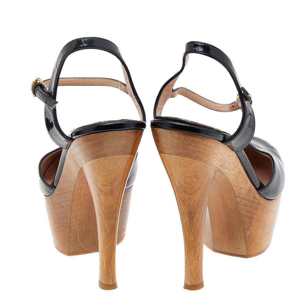 black wooden heels