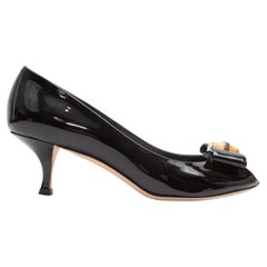 Gucci Black Patent Leather Bamboo Bow Pumps