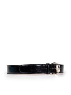 Gucci Black Patent Leather Bamboo Horsebit Belt