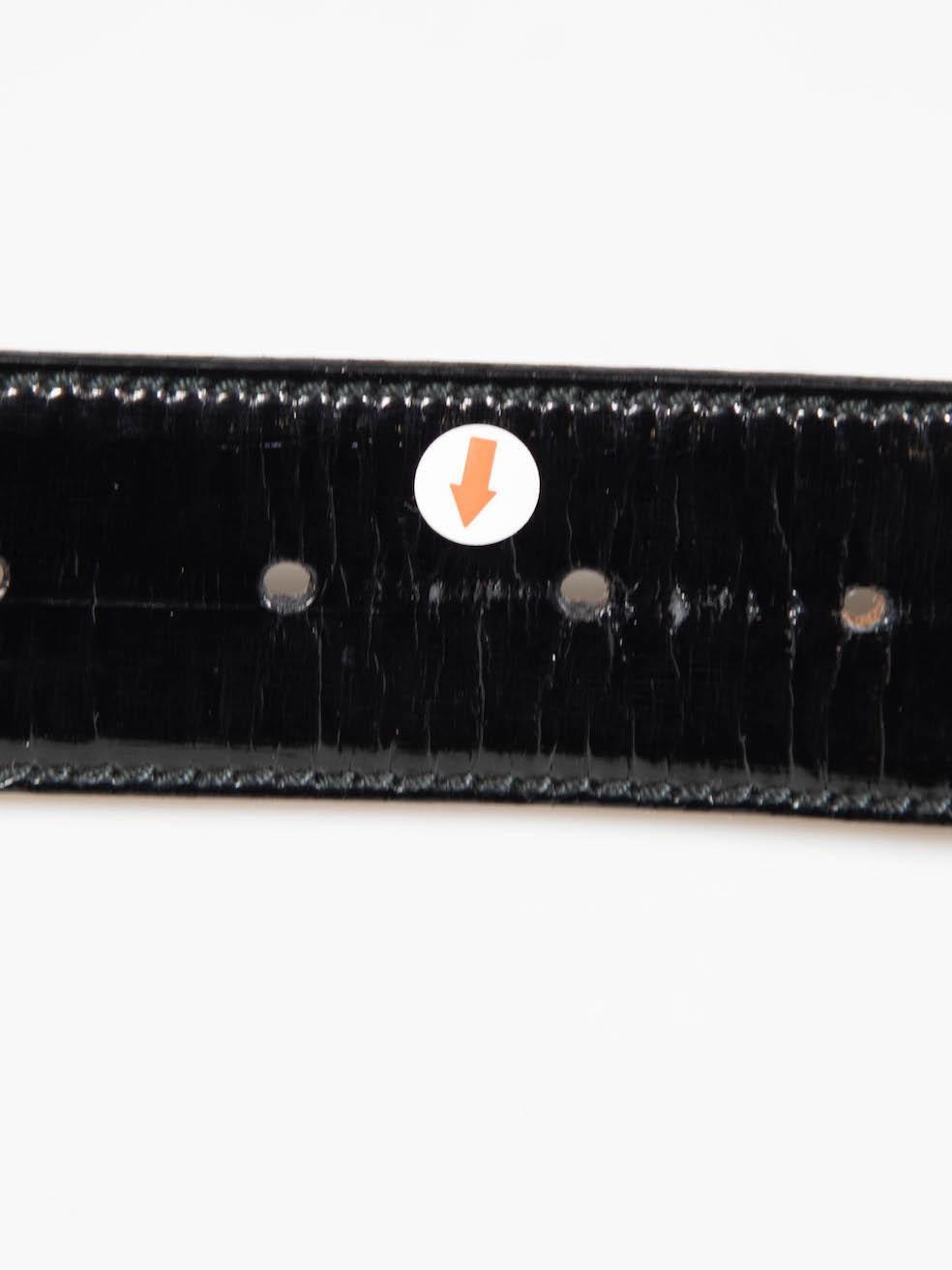 Gucci Black Patent Leather Bamboo Horsebit Belt 3
