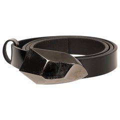 Gucci Ceinture en cuir verni noir avec boucle à logo (taille 85/34)