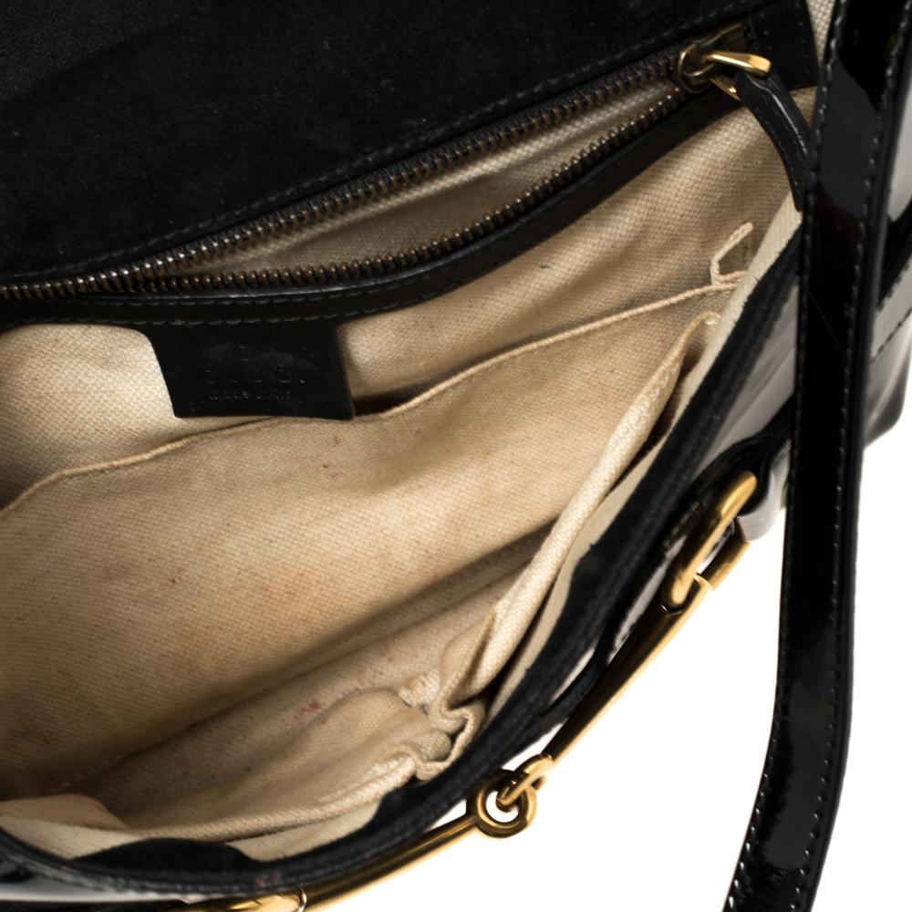 Gucci Black Patent Leather Bright Bit Crossbody Bag 6