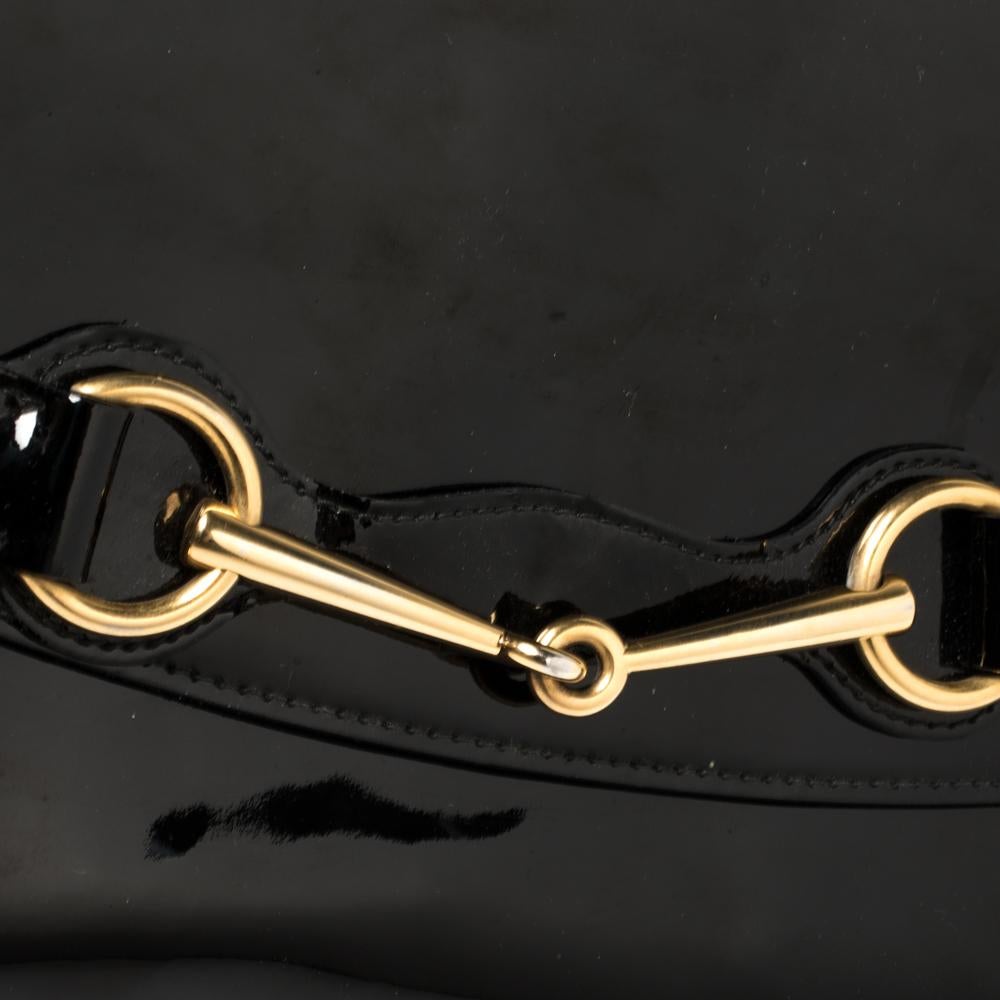 Women's Gucci Black Patent Leather Bright Bit Crossbody Bag