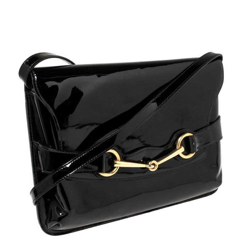 Gucci Black Patent Leather Bright Bit Crossbody Bag at 1stDibs | bright black  bag