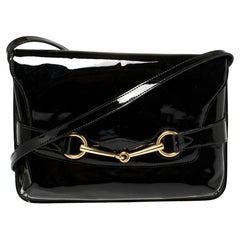 Gucci Black Patent Leather Bright Bit Crossbody Bag