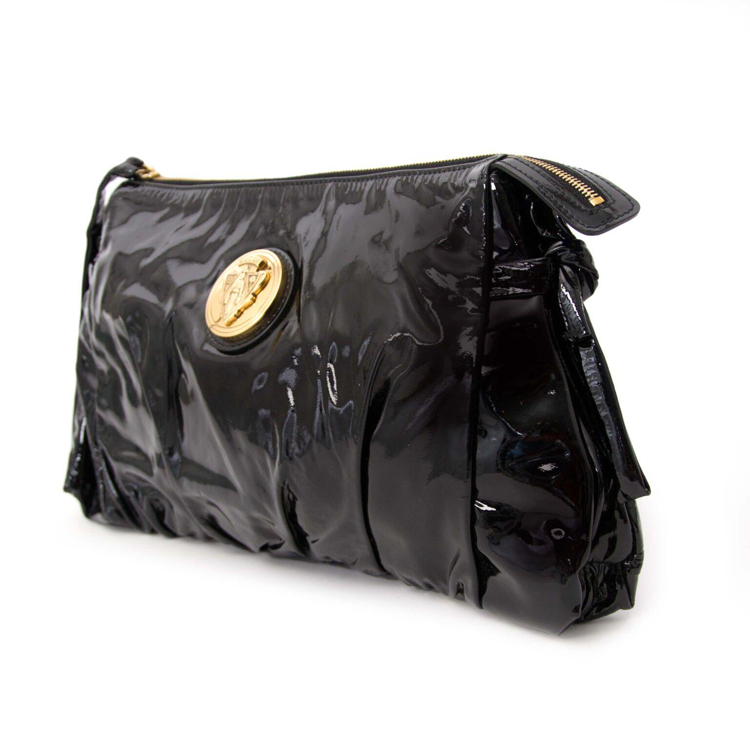 Gucci Black Patent Leather Clutch  In Excellent Condition In Antwerp, BE