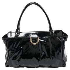Used Gucci Black Patent Leather D Ring Tote