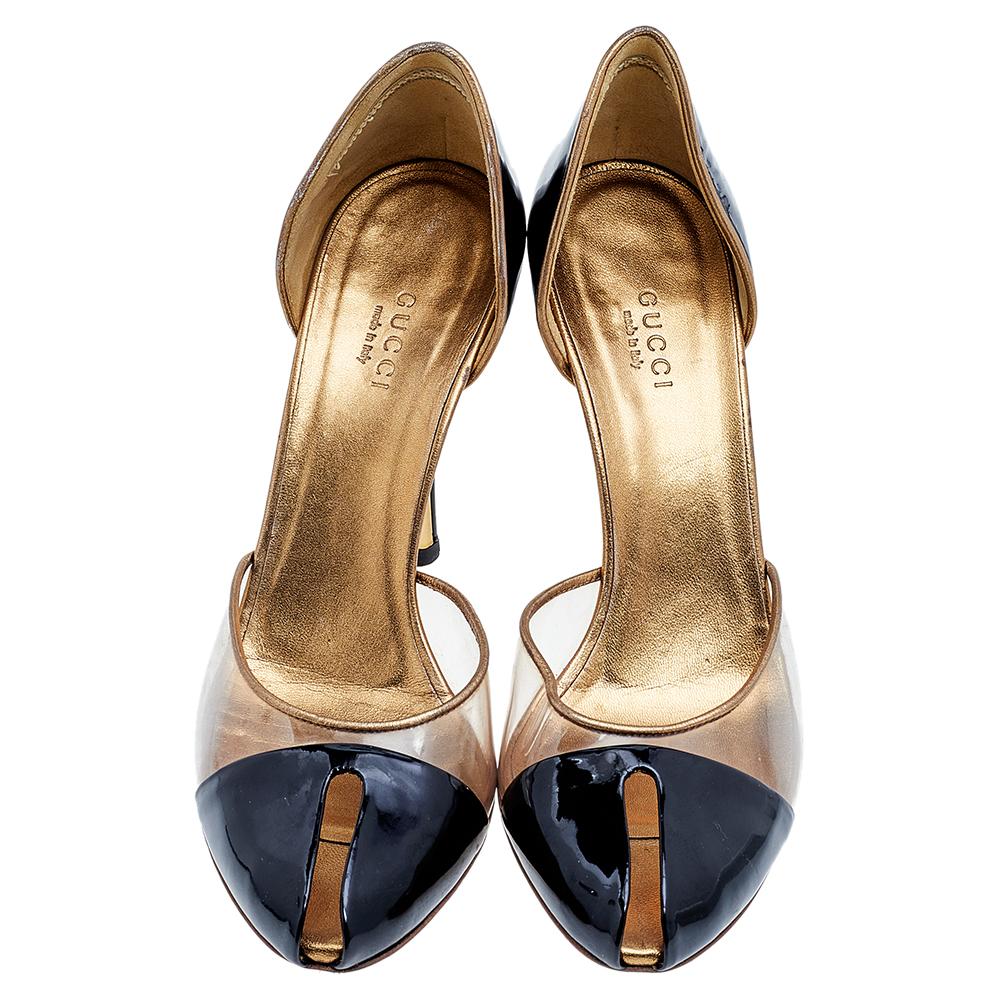 Gucci Black Patent Leather D'orsay Pumps Size 38.5 1