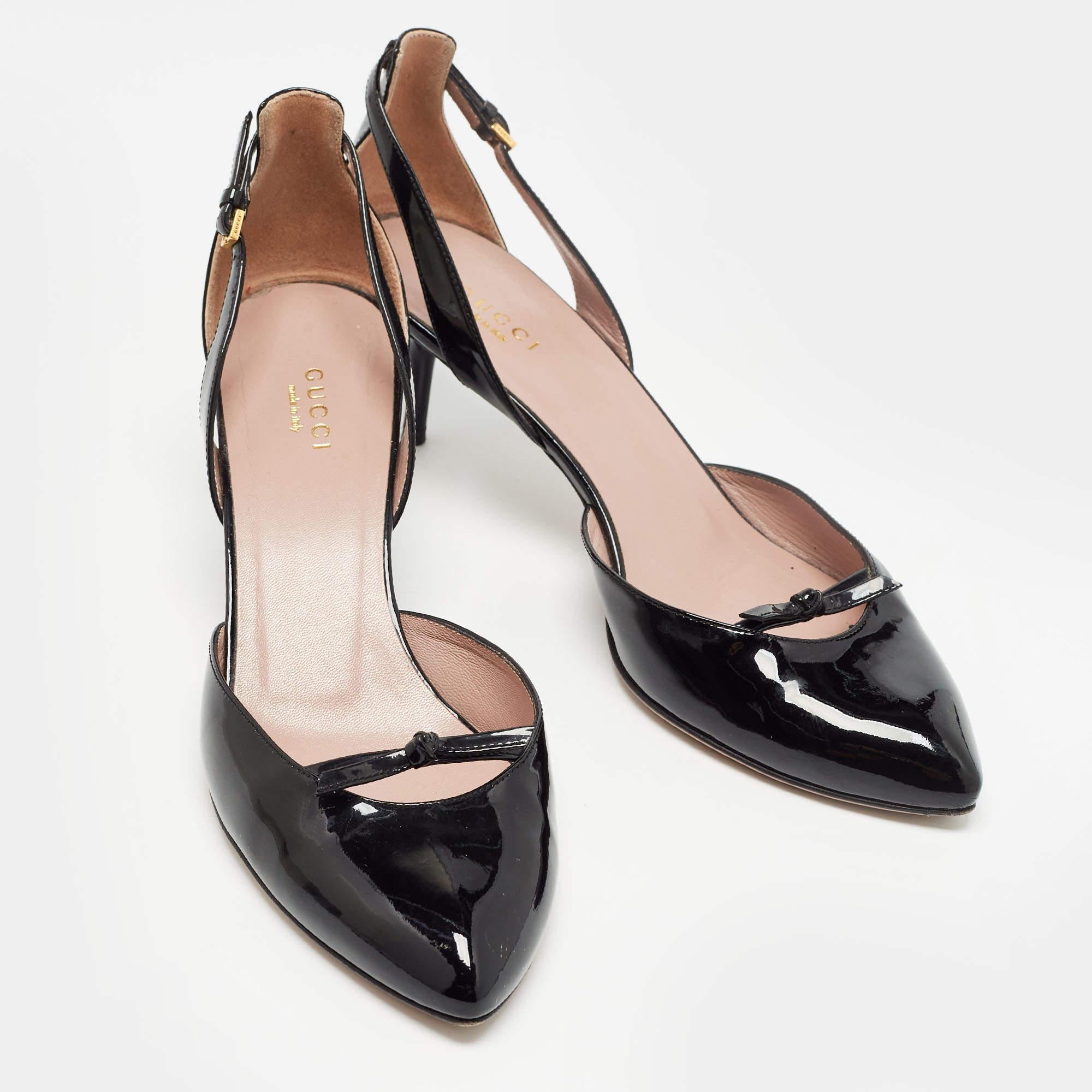 Women's Gucci Black Patent Leather D'orsay Pumps Size 39