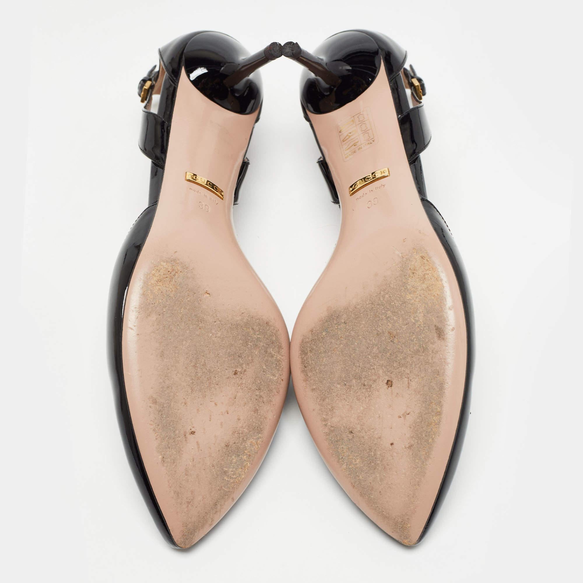 Gucci Black Patent Leather D'orsay Pumps Size 39 2