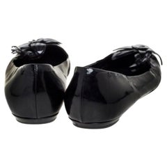 Gucci Black Patent Leather Flower Embellished Ballet Flats Size 37