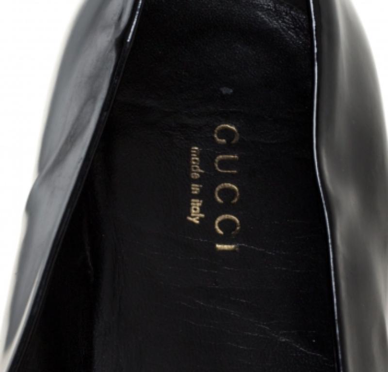 Gucci Black Patent Leather Flower Embellished Ballet Flats Size 37 For Sale 1