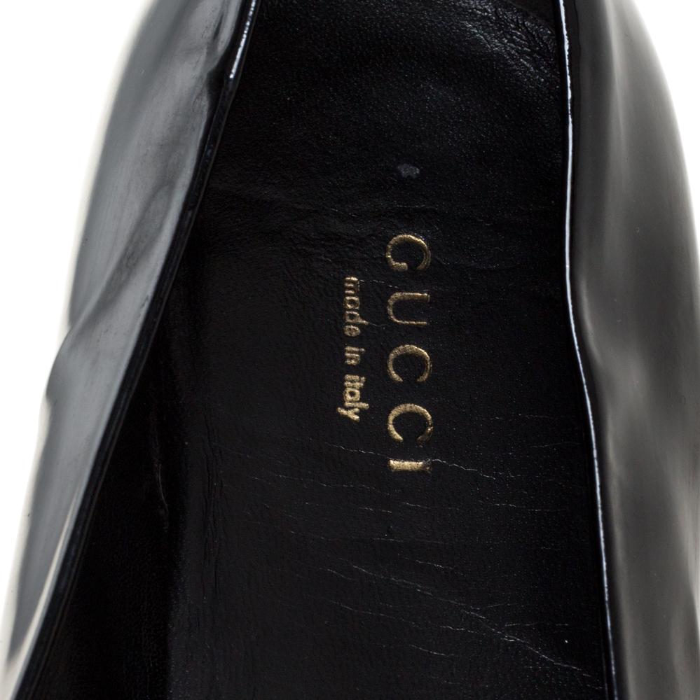 Gucci Black Patent Leather Flower Embellished Ballet Flats Size 37 For Sale 2