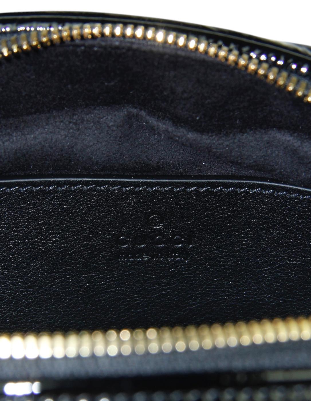 Gucci - Sac à bandoulière Marmont en cuir verni noir GG en vente 2