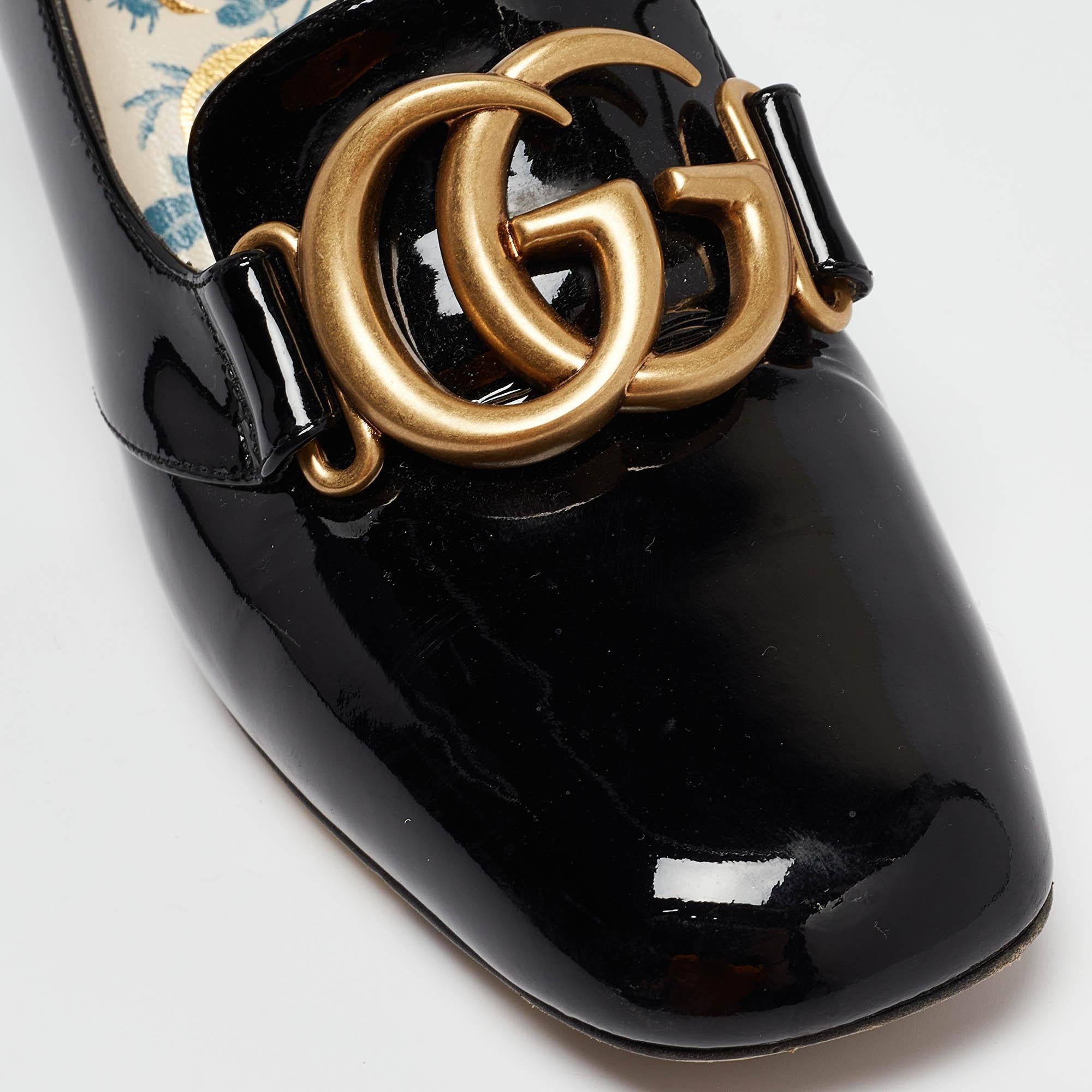 Gucci Black Patent Leather GG Marmont Pumps Size 36.5 3