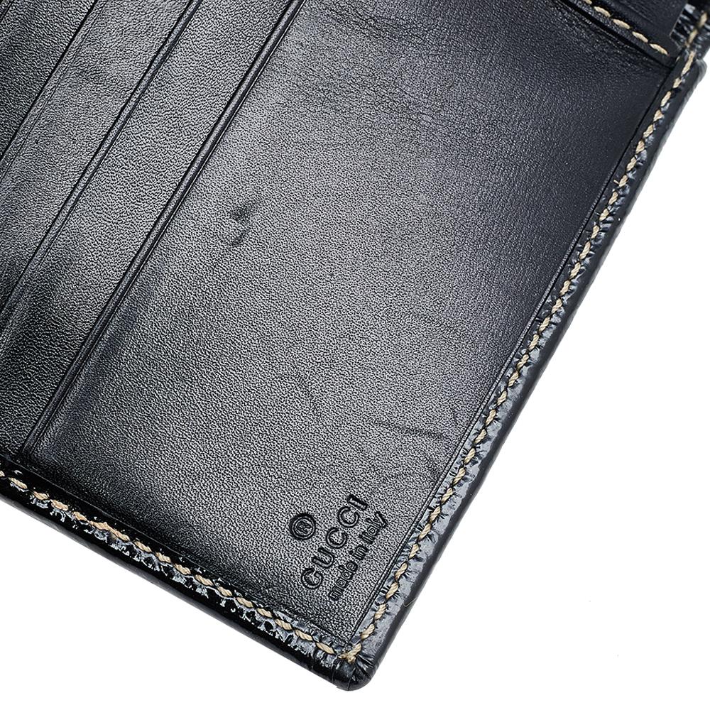 Women's Gucci Black Patent Leather GG Web Britt Compact Wallet