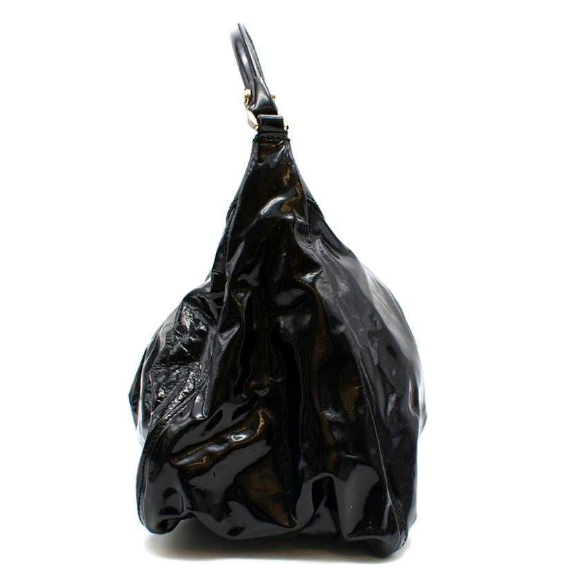 Gucci Black Patent Leather Hobo Shoulder Bag 42cm In Excellent Condition For Sale In London, GB