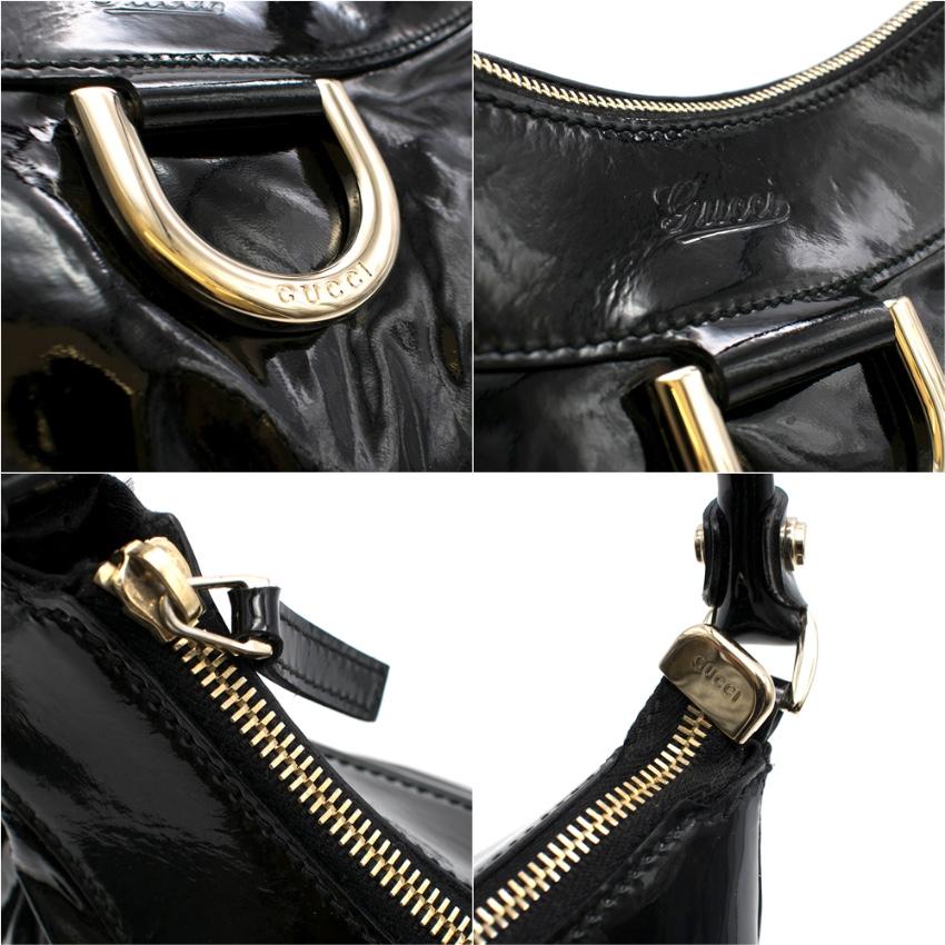 Gucci Black Patent Leather Hobo Shoulder Bag 42cm For Sale 1