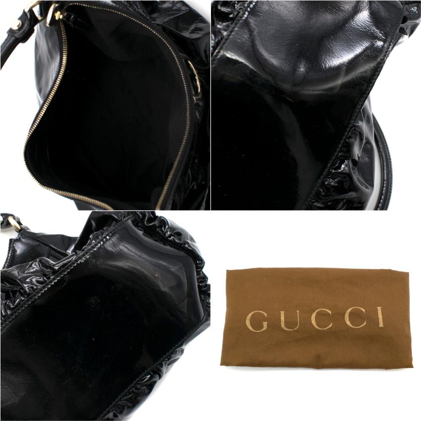 Gucci Black Patent Leather Hobo Shoulder Bag 42cm For Sale 3