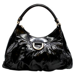 Gucci Black Patent Leather Hobo Shoulder Bag 42cm