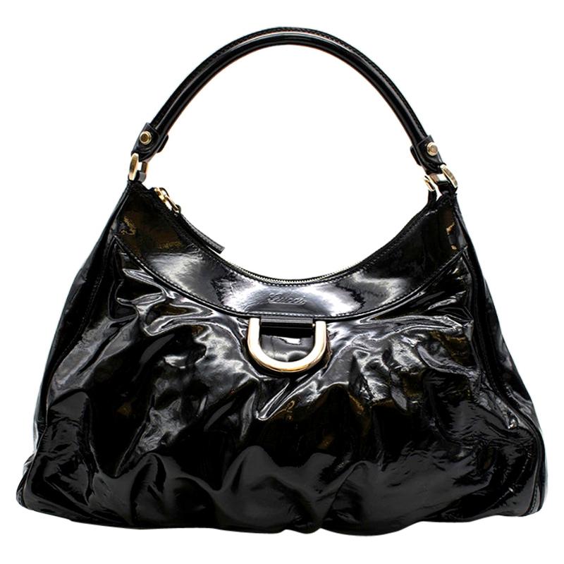 gucci black leather hobo bag