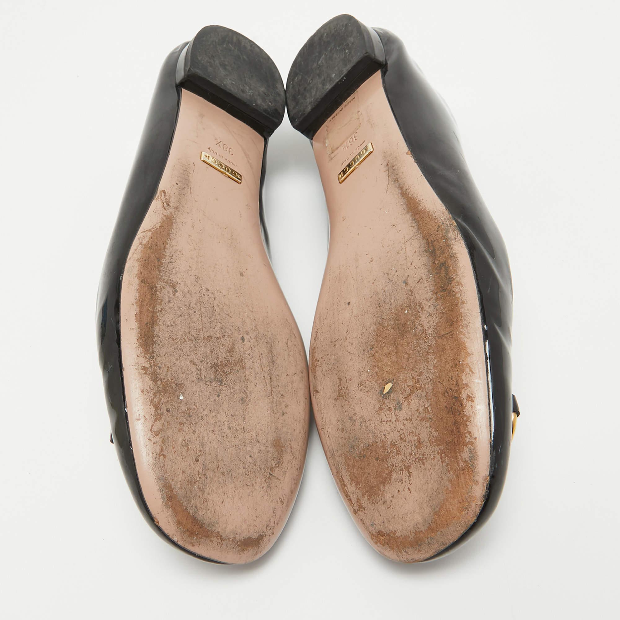 Gucci Black Patent Leather Horsebit Ballet Flats Size 38.5 For Sale 2