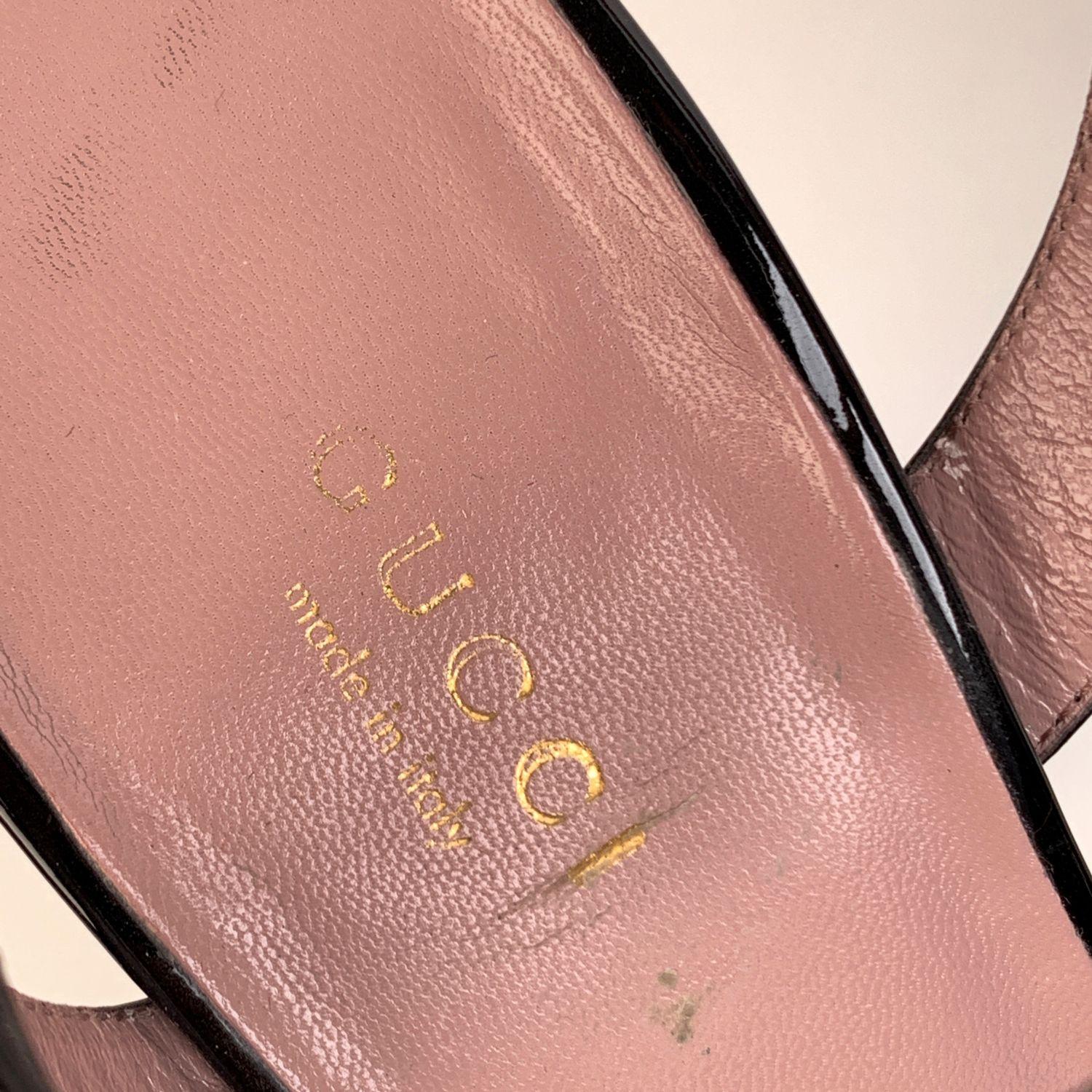 Gucci Negro charol Horsebit Claudia Bombas Tacones Altos Tamaño 38.5 1