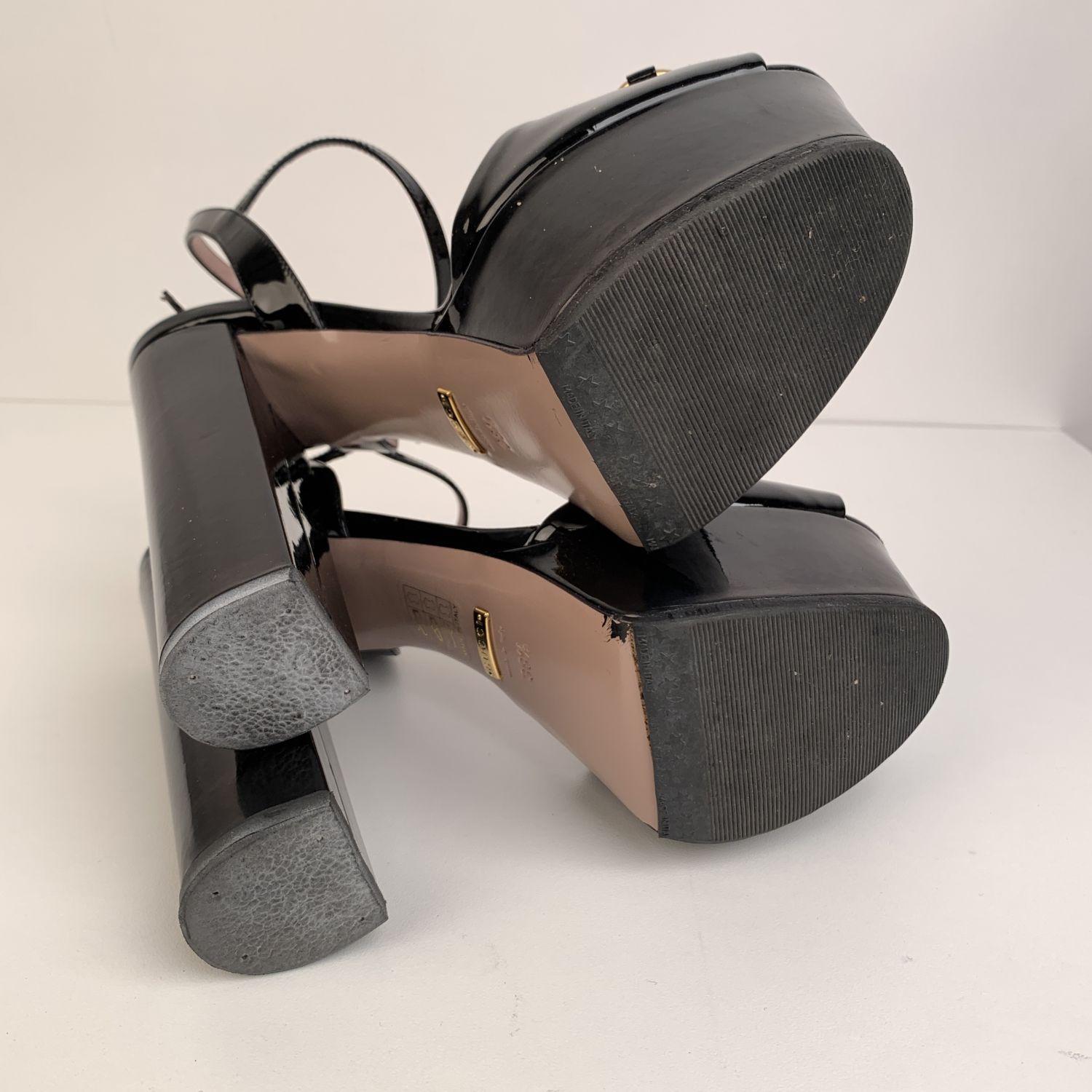 Gucci Negro charol Horsebit Claudia Bombas Tacones Altos Tamaño 38.5 3